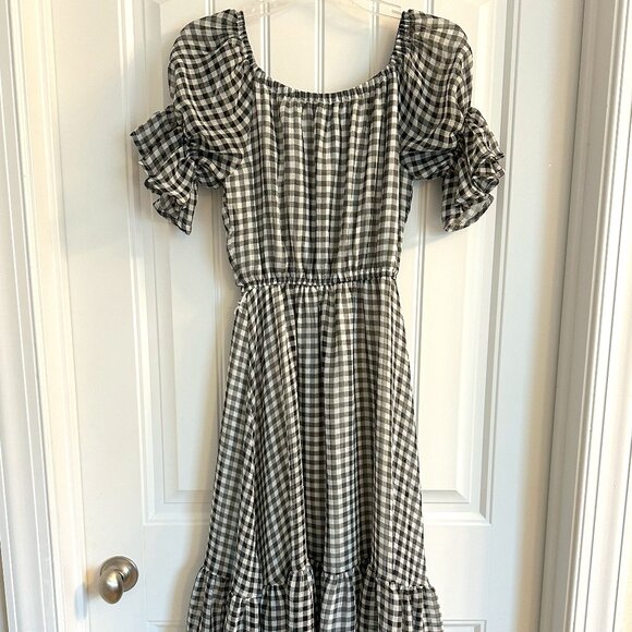 AURA Checkered Tiered Dress Size XS - Picture 1 of 8
